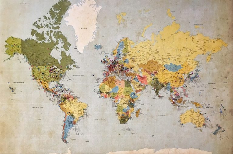 World map and global business planning