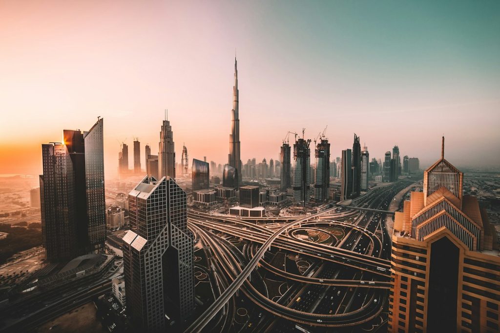 Dubai skyline and financial free zones