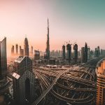 Dubai skyline and financial free zones